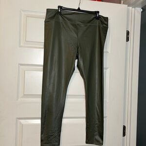 Green pleather looking leggings